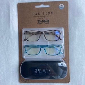 Rae Dunn Glasses 2 Pairs of Blue Light Blocking Eyeglasses with READ MORE Case